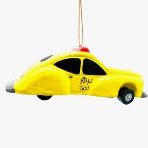 Hand Carved and Painted New York City Taxi Cab Ornament